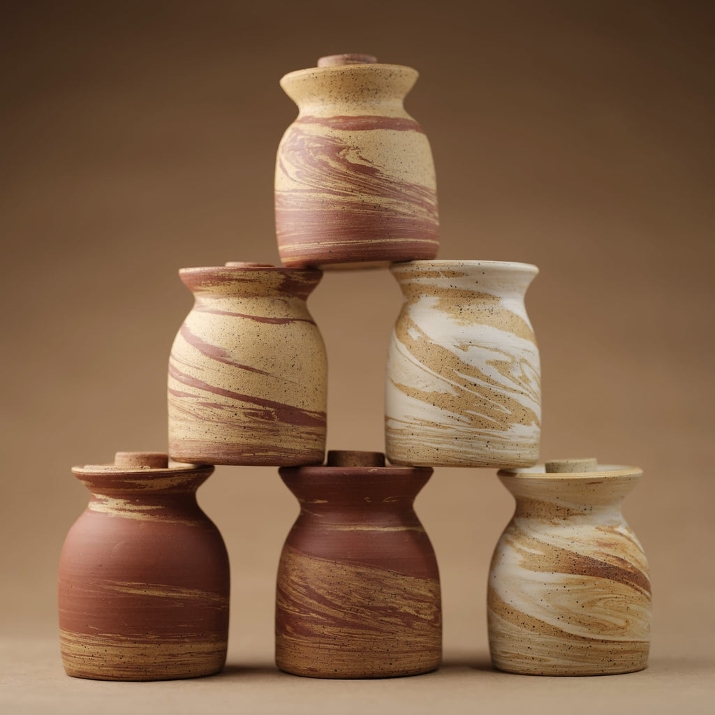 Jar with Honey Dipper — Light Marble