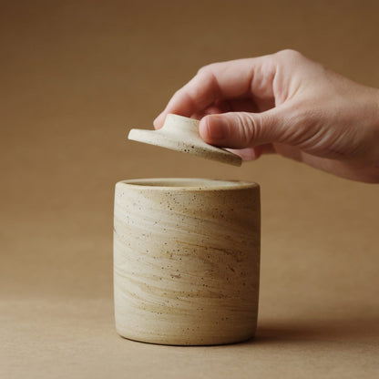 Lidded Jar — Light Marble