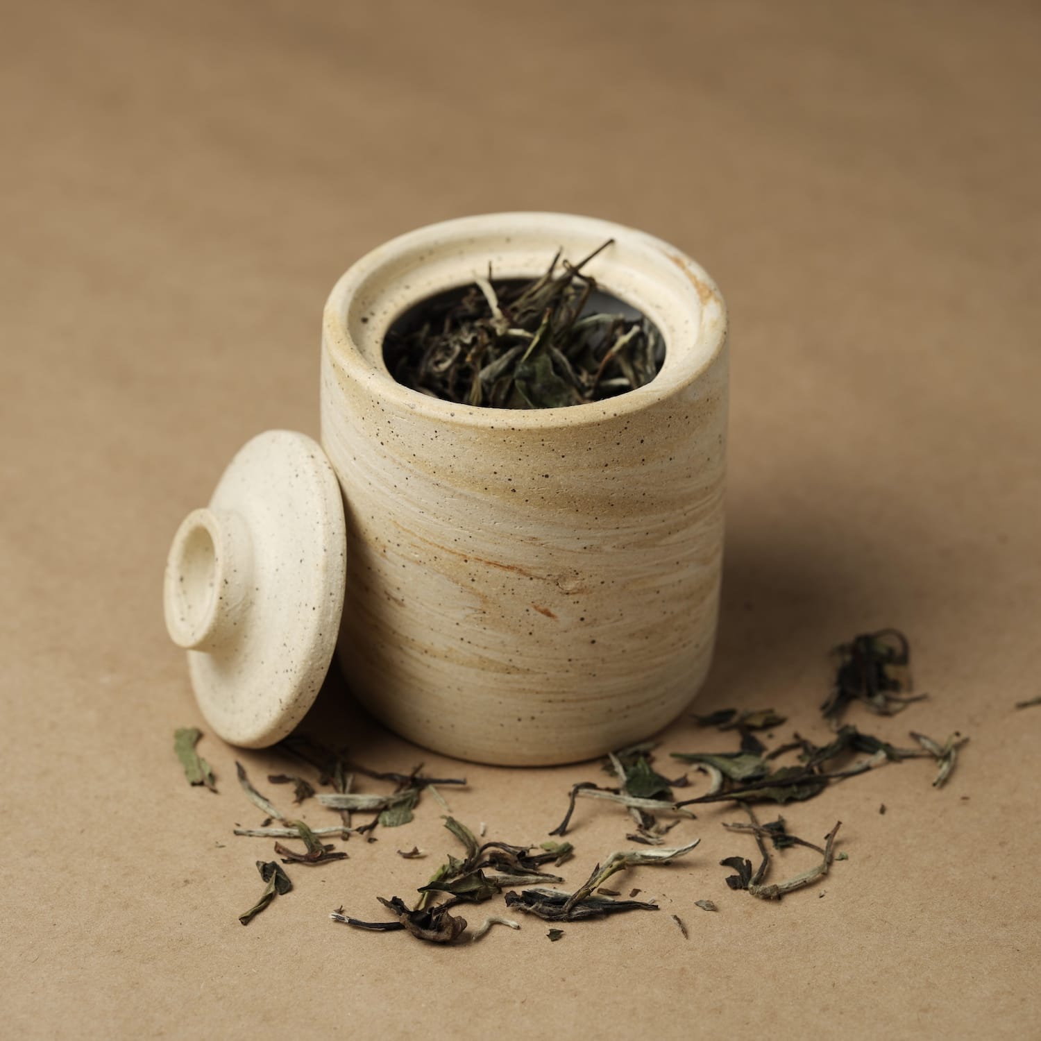 Jar with Lid — Light Marble